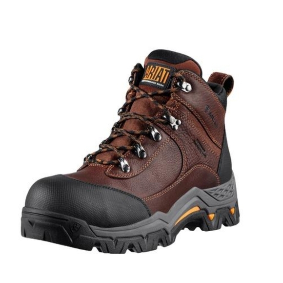 Ariat Workhog Trek 5" H2o Xomp Toe Leather Brown Work Boots ,Men's 13 - Picture 1 of 9